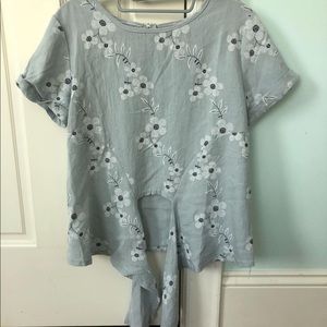 grey floral shirt